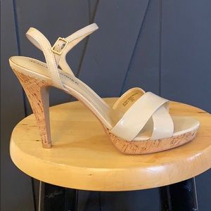 Tan patent leather shoes